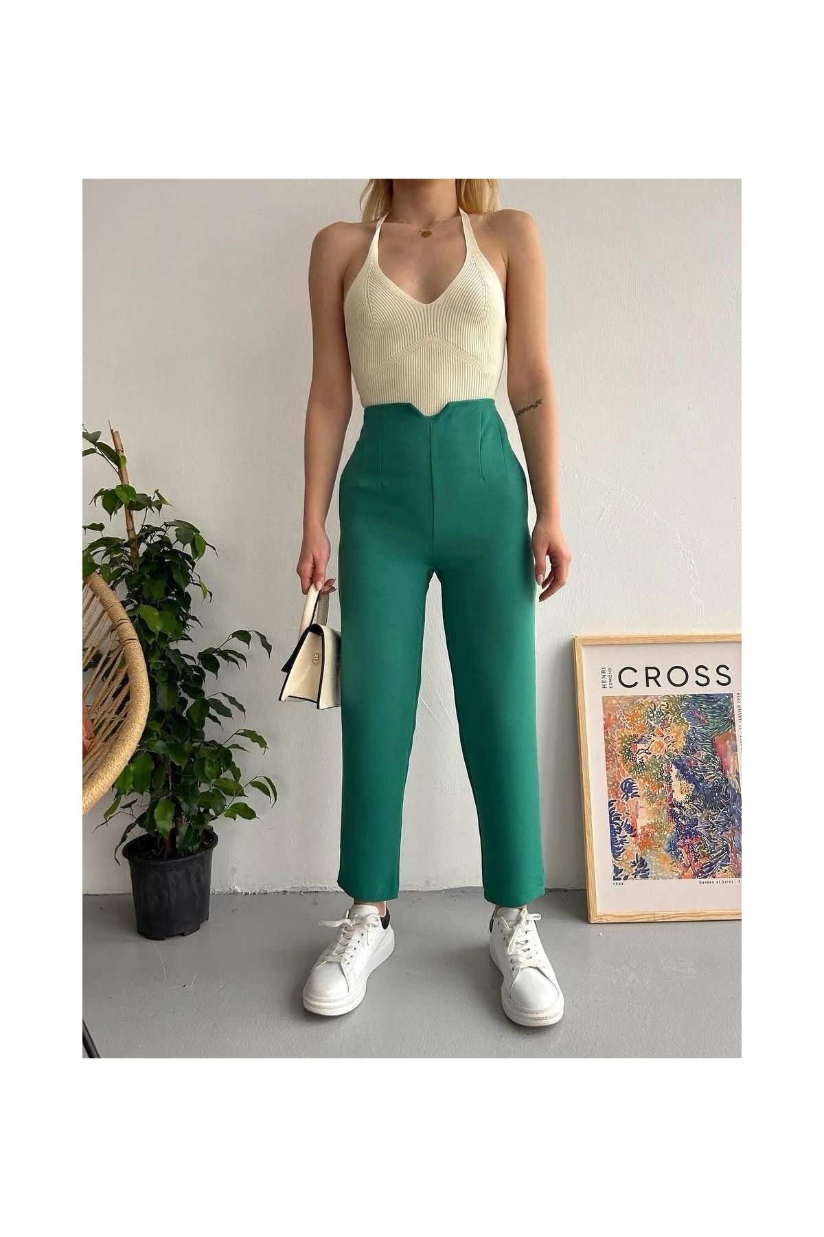 Atlas fletolu pantolon petrol yeşili