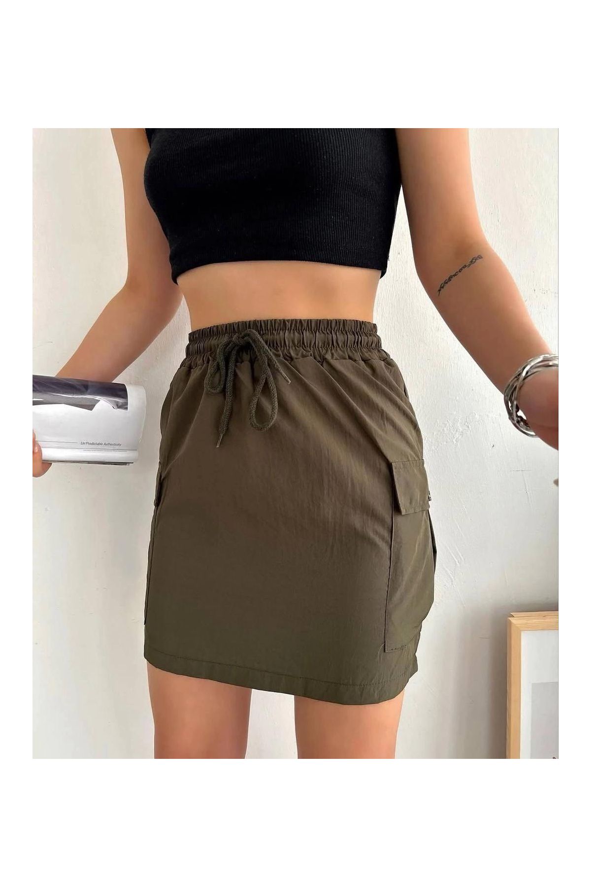  cep ince paraşüt etek haki s241019