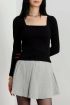 Çerçeve yaka kaşkorse bluz siyah