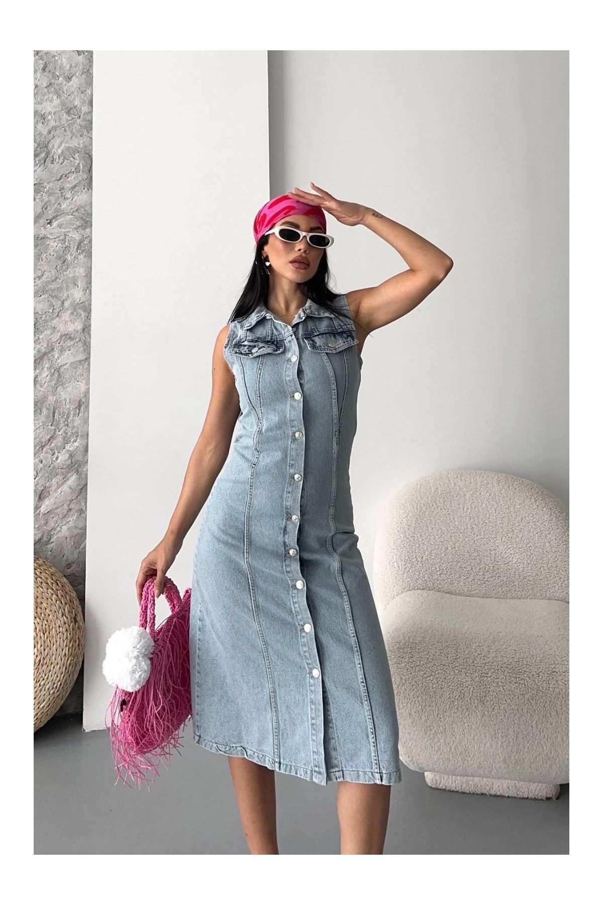 Sıfır kol kar yıkama tunik ceket mavi