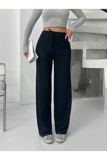 Fitilli şardonlu pantolon siyah