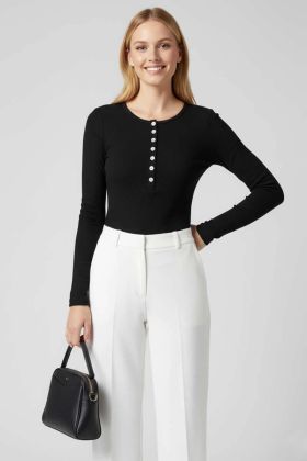 Çıtçıt Detaylı Bluz Siyah
