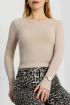 Bisiklet Yaka Parmak Geçmeli Kaşkorse bluz bej