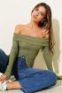 Madonna Yaka Düğmeli Bluz yeşil
