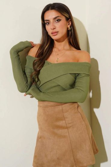 Madonna Çapraz Yaka Bluz Yeşil