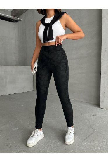 Gizli yan fermuarlı bulut desenli tayt siyah h248638