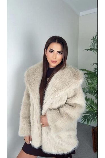 Önü çıtçıtlı loli kürk bej t4149