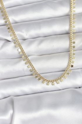 Pirinç Gold Renk Sıralı Yıldız Kadın Kolye - TJ-BKO10724