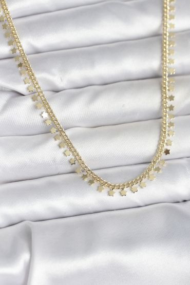 Pirinç Gold Renk Sıralı Yıldız Kadın Kolye - TJ-BKO10724
