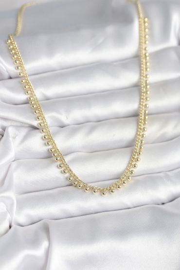 Pirinç Gold Renk Sıralı Topçuk Model Kadın Kolye - TJ-BKO10725