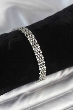 316L Çelik 7 mm Kalınlıkta Gümüş Renkli Erkek Bileklik - TJ-EB3768