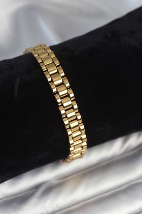 316L Çelik Gold Renk 9 mm Kalınlık Erkek Bileklik - TJ-EB3770