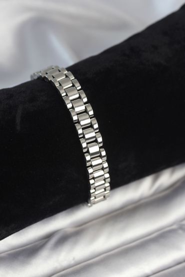 316L Çelik Gümüş Renk 9 mm Kalınlık Erkek Bileklik - TJ-EB3771