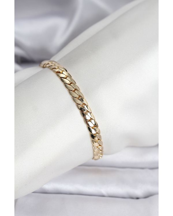 14K Gold Renk Kaplama Ezme Zincir Model Kadın Bileklik - TJ-BB8116