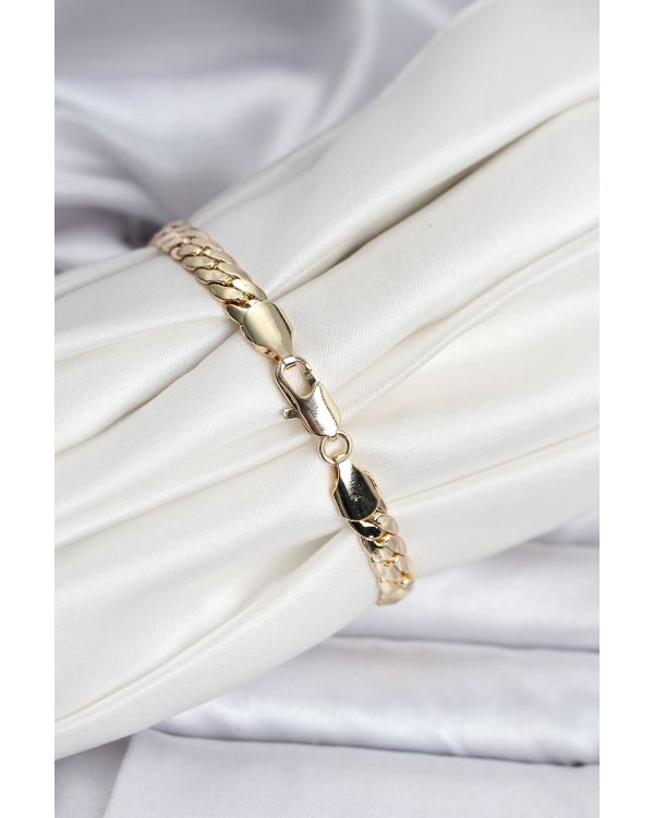 14K Gold Renk Kaplama Ezme Zincir Model Kadın Bileklik - TJ-BB8116