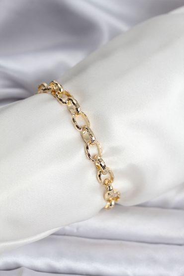 14K Gold Renk Kaplama Lazerli Zincir Model CM Kadın Bileklik - TJ-BB8120