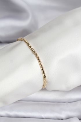 14K Gold Renk Kaplama Zincirli Model CM Kadın Bileklik - TJ-BB8139