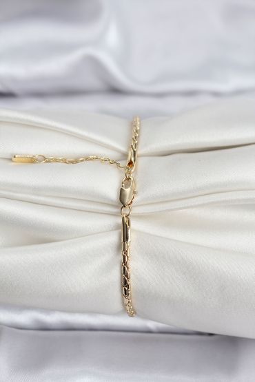 14K Gold Renk Kaplama Zincirli Model CM Kadın Bileklik - TJ-BB8139