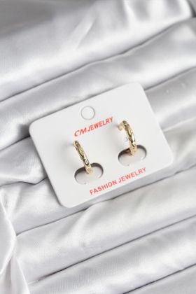 14K Gold Renk Kaplama Zirkon Taşlı Halka Model CM Kadın Küpe - TJ-BKP11418