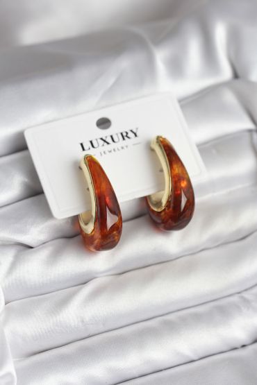 Pirinç Gold Renk Kahverengi Vintage Kadın Küpe - TJ-BKP11433