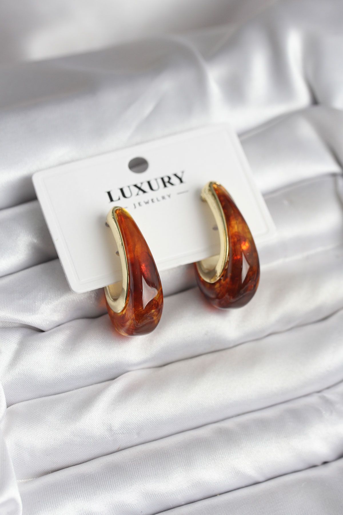 Pirinç Gold Renk Kahverengi Vintage Kadın Küpe - TJ-BKP11433