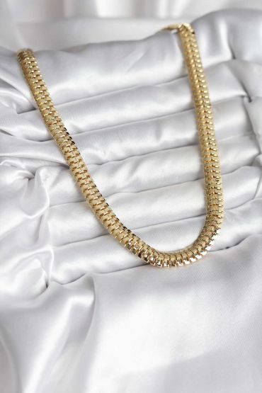 14K Gold Renk Kaplama Zincir Modelli CM Kadın Kolye - TJ-BKO10727