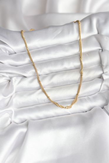 14K Gold Renk Kaplama Topçuk Zincirli Model CM Kadın Kolye - TJ-BKO10734