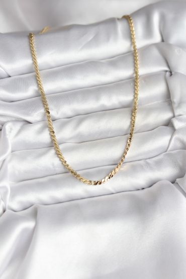 14K Gold Renk Kaplama Ezme Yılan Zincir Model CM Kadın Kolye - TJ-BKO10735