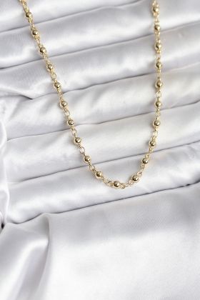 14K Gold Renk Kaplama Topçuklu Zincir Model CM Kadın Kolye - TJ-BKO10736