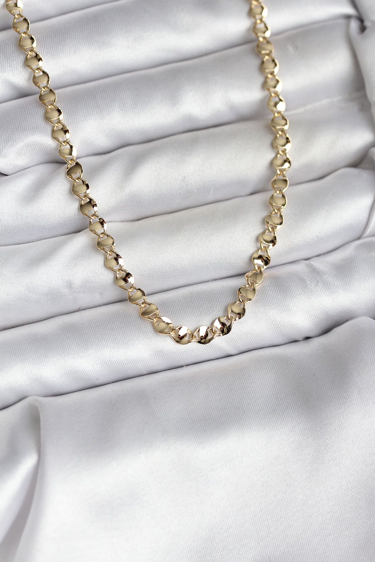 14K Gold Renk Kaplama Zincir Model CM Kadın Kolye - TJ-BKO10738