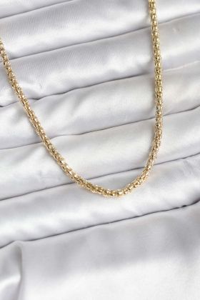 14K Gold Renk Kaplama Boru Zincir Model CM Kadın Kolye - TJ-BKO10740