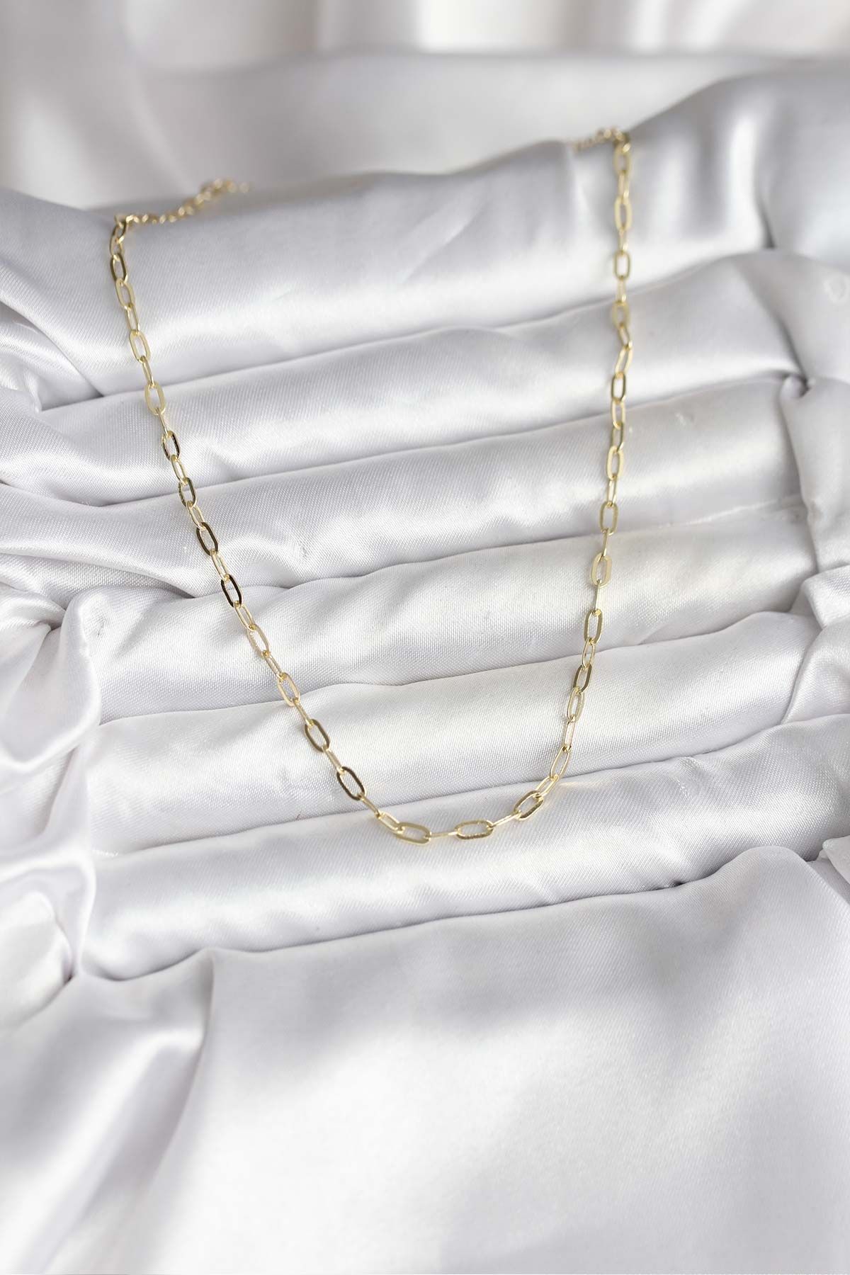 14K Gold Renk Kaplama Ataç Zincir Model CM Kadın Kolye - TJ-BKO10744