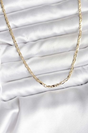 14K Gold Renk Kaplama Ezme Zincir Model CM Kadın Kolye - TJ-BKO10745