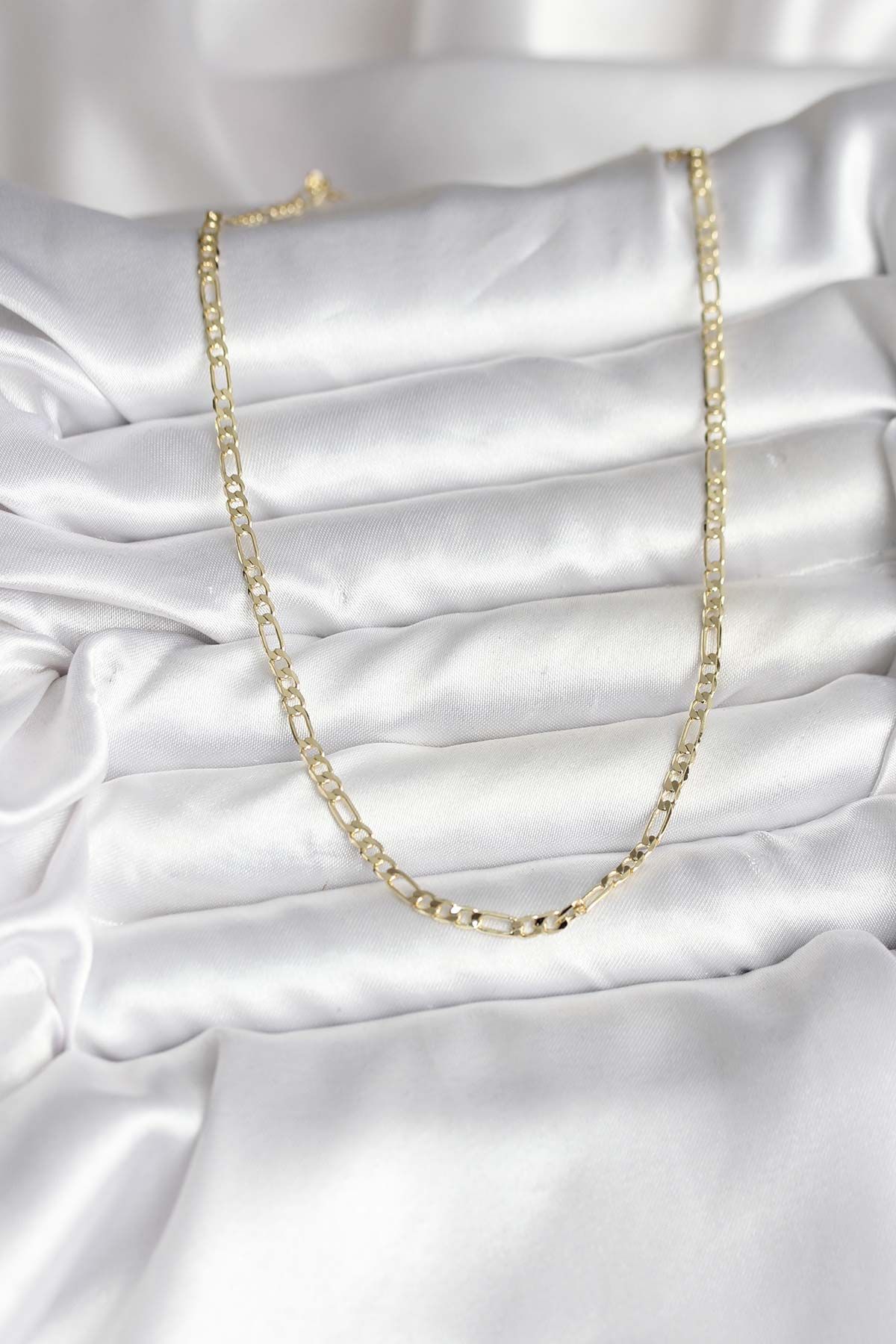 14K Gold Renk Kaplama Kuşgözü Zincir Model Pirinç CM Kadın Kolye - TJ-BKO10749