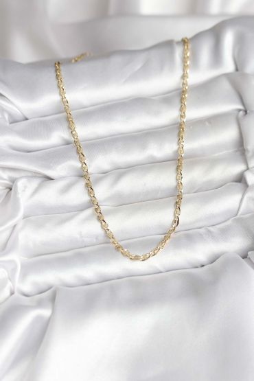 14K Gold Renk Kaplama Ezme Plaka Model CM Kadın Kolye - TJ-BKO10750