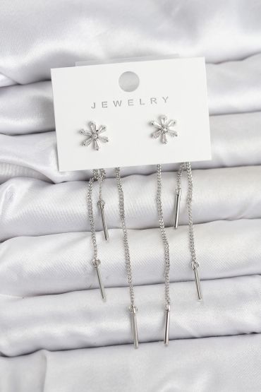 Çiçek Model Gümüş Pirinç Sallantılı Kadın Küpe - TJ-BKP11464