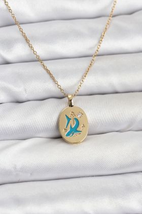 316L Çelik Zincir Gold Renk Shark Figür Kadın Kolye - TJ-BKO10753