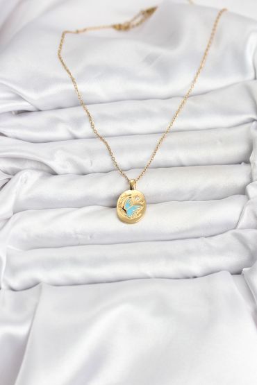 316L Çelik Zincir Gold Renk Kelebek Figür Kadın Kolye - TJ-BKO10755