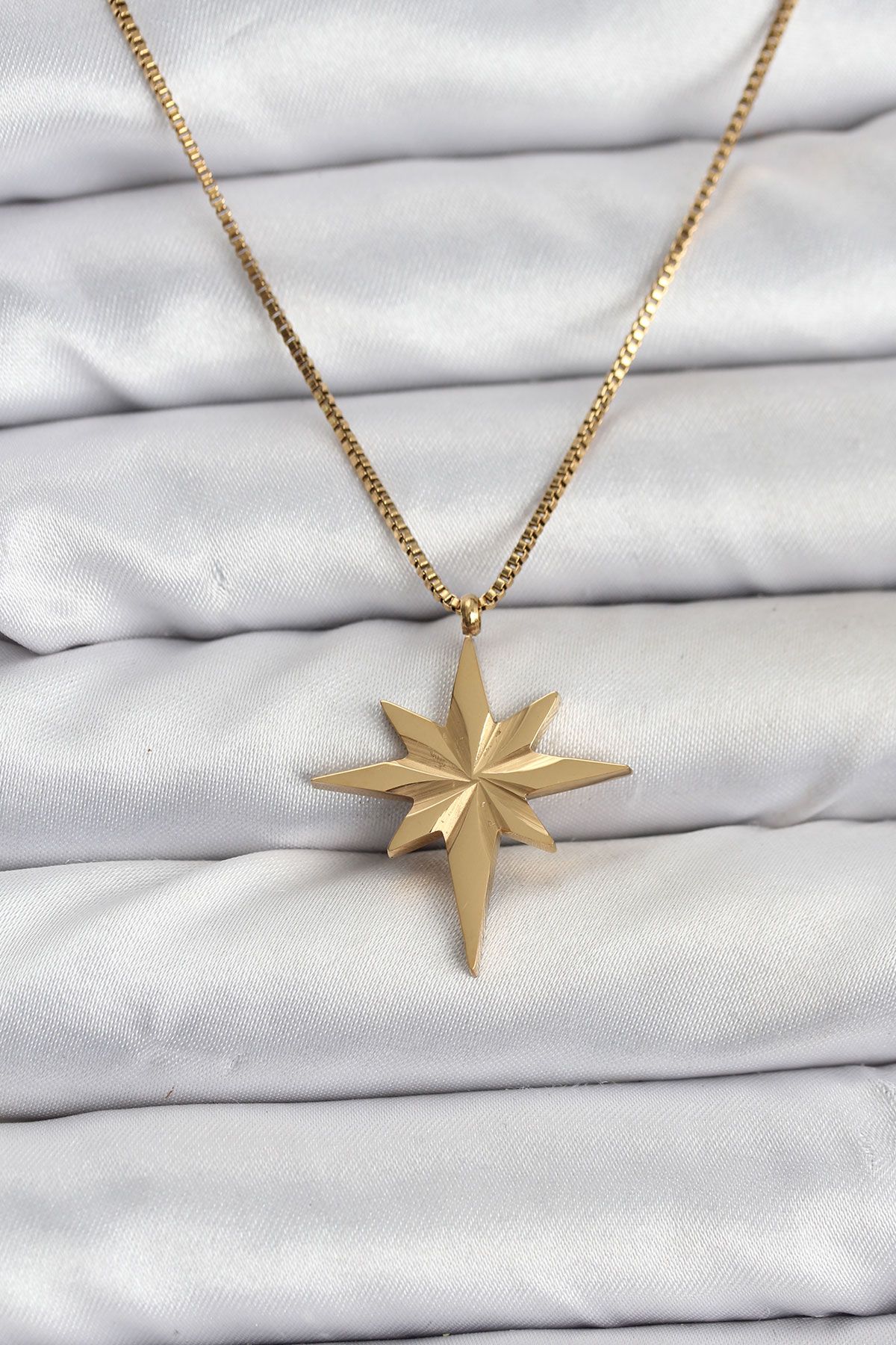 316L Çelik Zincir Gold Renk Kutup Yıldızı Model 60 cm Zincir Kadın Kolye - TJ-BKO10759