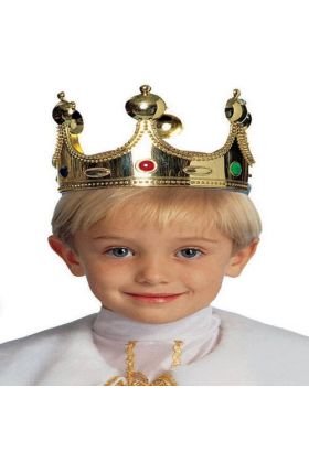Plastik Kral Tacı Altın Renk Çocuk Boy