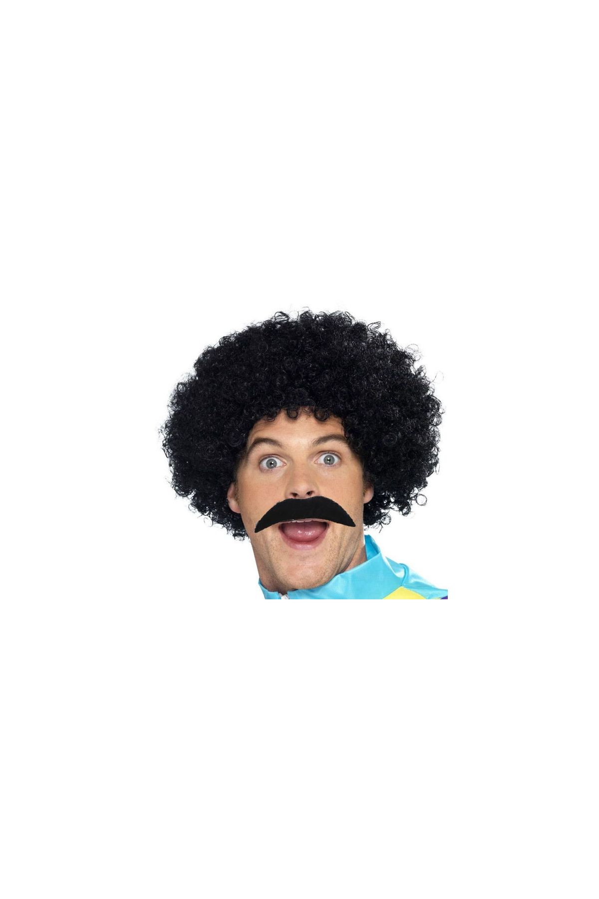 Siyah Scouser Erkek Kısa Peruk 120 Gr ve Bıyık Seti