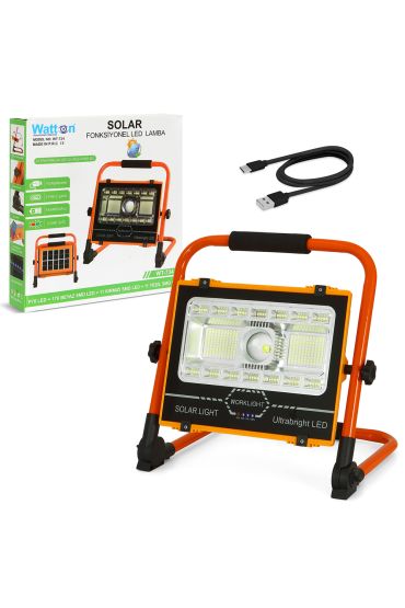 P70 LED Solar Panel Şarjlı Taşınabilir Projektör 176 SMD + Yan LED WT-734