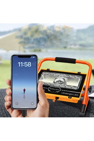 P70 LED Solar Panel Şarjlı Taşınabilir Projektör 176 SMD + Yan LED WT-734