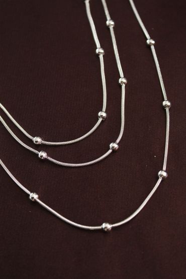 316L Çelik Gümüş Renk Minimal Topçuk Model Çoklu Kolye - TJ-BKO6332