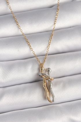 316L Çelik Gold Renk Zincir Renkli Sarılma Model Kadın Kolye - TJ-BKO9765