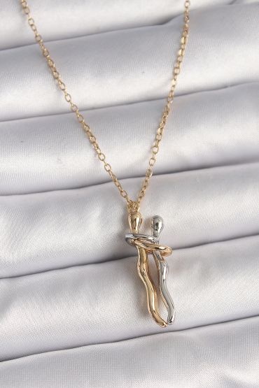 316L Çelik Gold Renk Zincir Renkli Sarılma Model Kadın Kolye - TJ-BKO9765