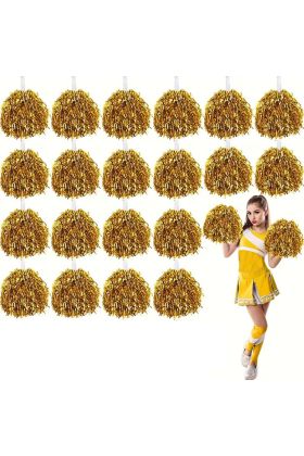 10 Çift ( 20 Adet ) Altın Renk 23 Nisan 19 Mayıs 29 Ekim Okul Gösteri Ponponları