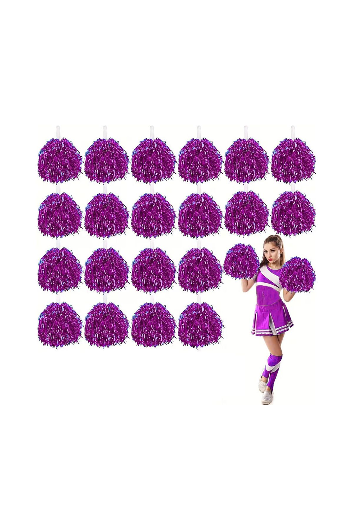 10 Çift ( 20 Adet ) Fuşya Renk 23 Nisan 19 Mayıs 29 Ekim Okul Gösteri Ponponları