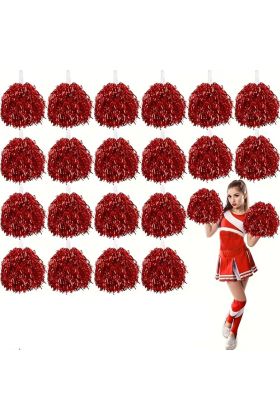 10 Çift ( 20 Adet ) Kırmızı Renk 23 Nisan 19 Mayıs 29 Ekim Okul Gösteri Ponponları