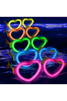 Glow Kalpli Fosforlu Gözlük 6’lı Renkli Set – Neon Parti